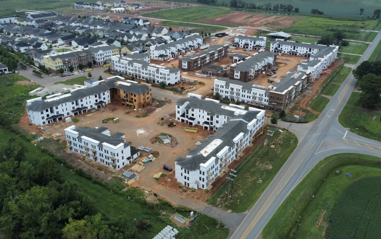 Aerial view of a multifamily community engineered by SCI